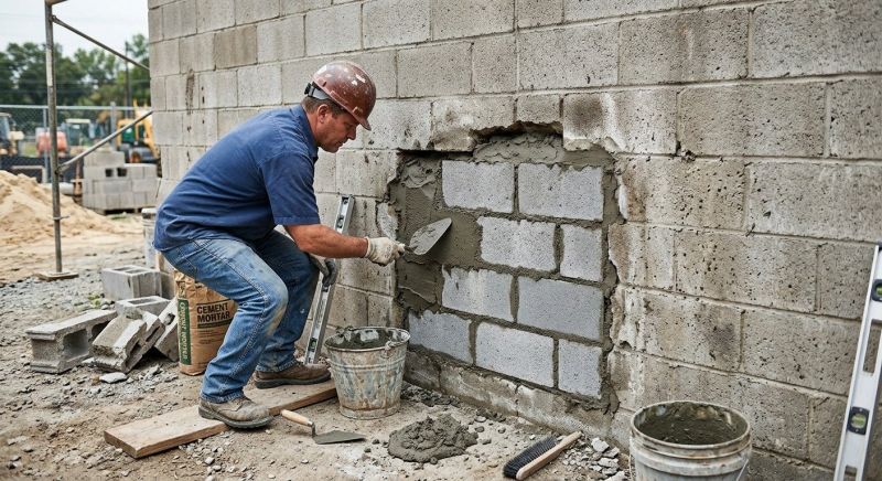 Cinder Block Wall Repair in Draper, UT