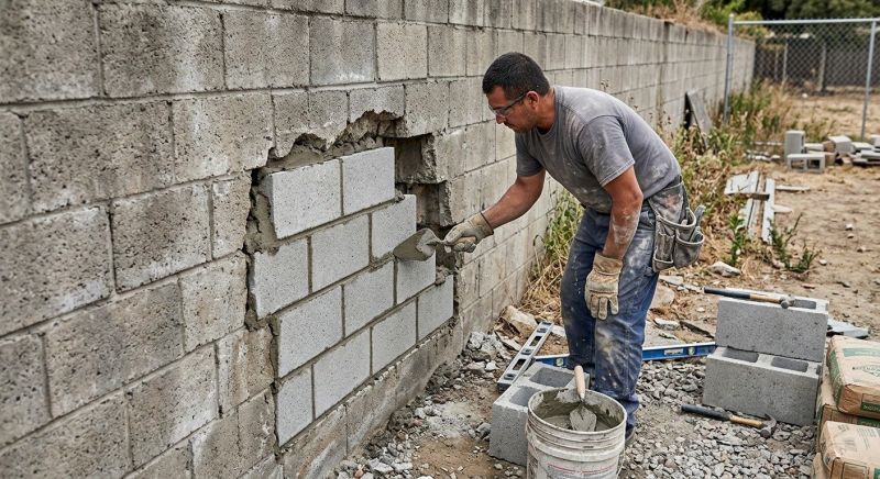 Cinder Block Wall Repair in Tooele County, UT